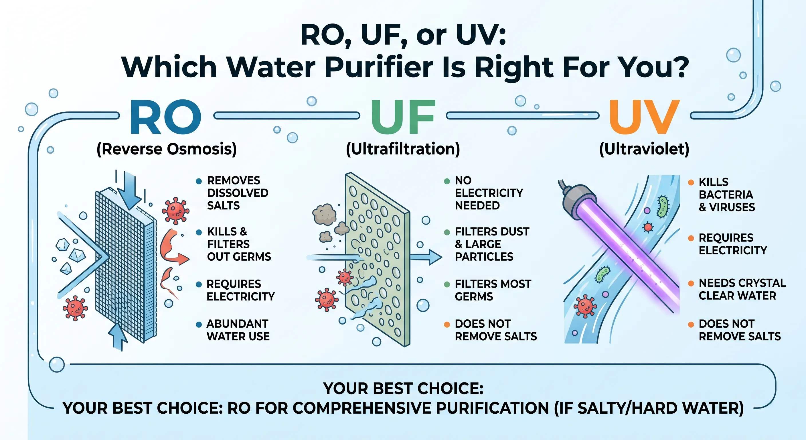 RO, UF, or UV: Which Water Purifier Is Right For You?